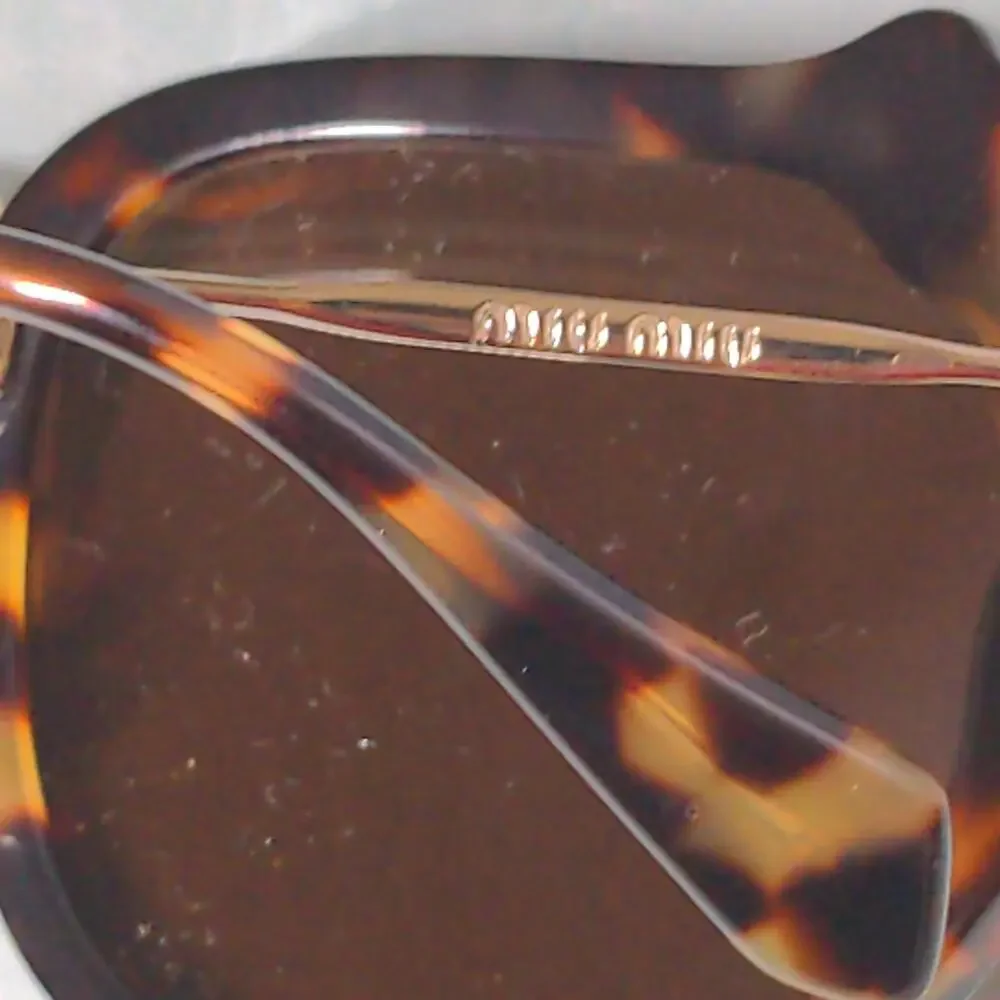 Miu Miu Light Havana Brown Sunglasses Jeweled Cat Eye 100% UV Protection